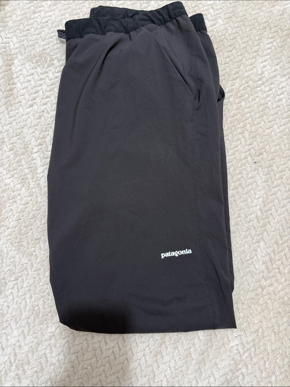 Patagonia Black Athletic Shorts with White Logo